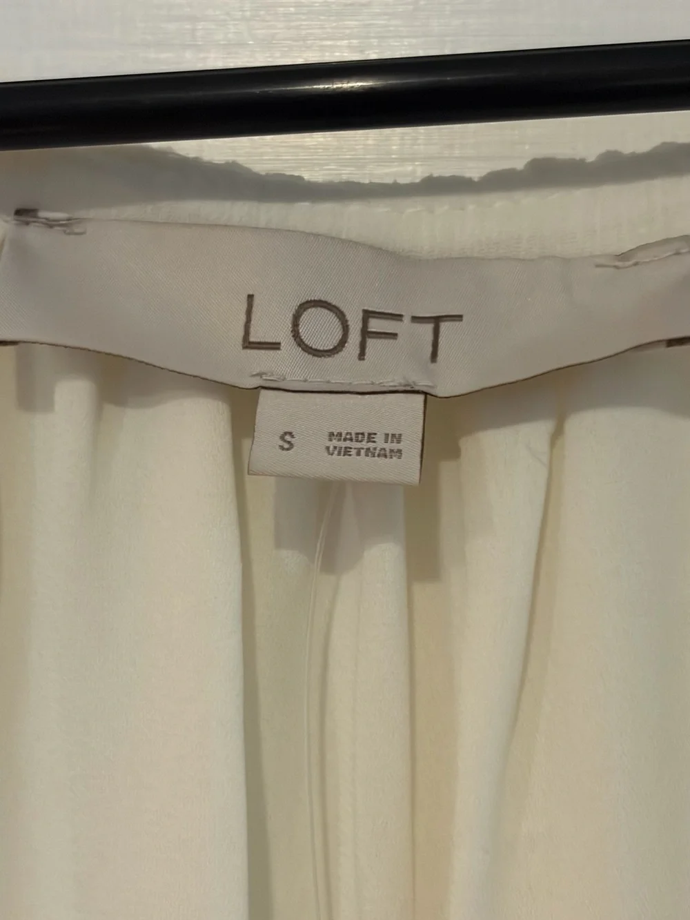 LOFT Cream Sheer Peasant Blouse Puff Sleeve Tie Hem Size Small NWT